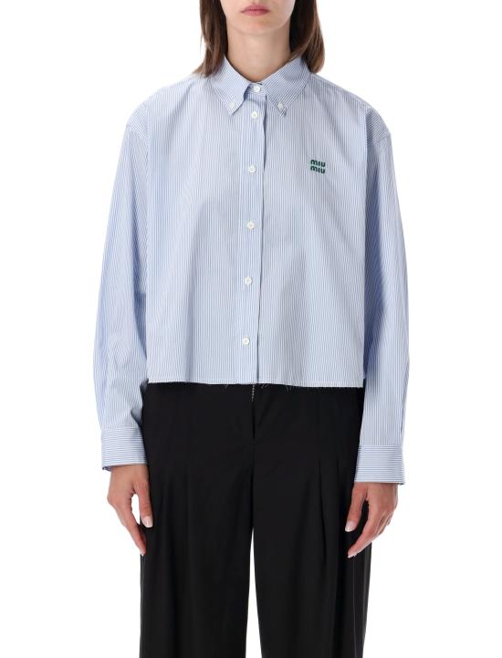 26SS 미우미우 마이크로 핀스트라이프 포플린 셔츠 MK165919EA F0UB3 BIANCO CIELO