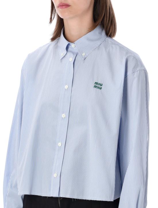 26SS 미우미우 마이크로 핀스트라이프 포플린 셔츠 MK165919EA F0UB3 BIANCO CIELO - MIU MIU