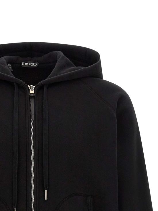 26FW 톰포드 후드 티셔츠 면 후드티 블랙 - TOMFORD