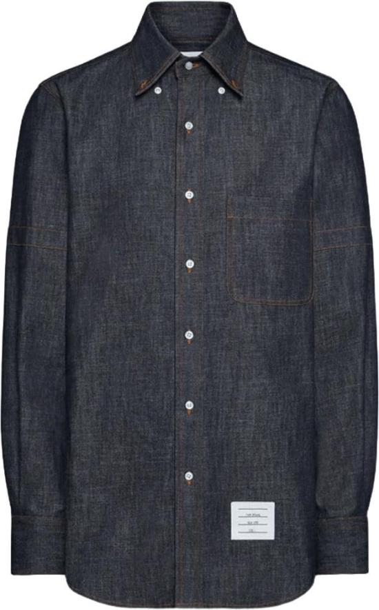 26FW 톰브라운 긴팔 셔츠 THOMBROWNEMWL435SF1105415RWBINNERCUFFSTRAIGHTFITDENIMSHIRTLONGSLEEVESHIRTSNAVY