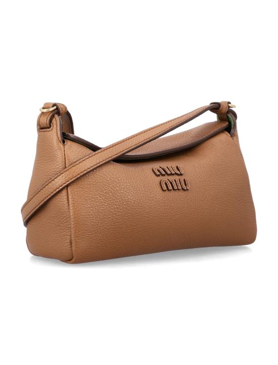 26SS 미우미우 로고 레더 파우치백 5NF4622IFL F04YM CARAMEL LARICE - MIU MIU