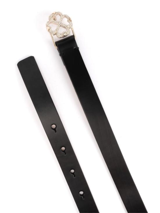  케이트 스페이드 레귤러 벨트 플라워 로고 버클 가죽  블랙 - KATE SPADE