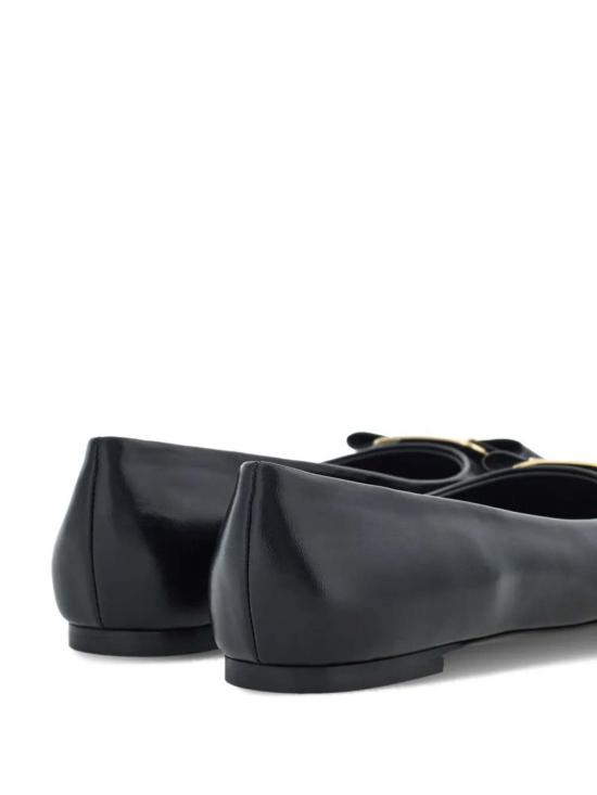  살바토레 페라가모 플랫 슈즈 페라가모 뉴 바라 보우 램스킨 발레리나 슈즈 블랙 - SALVATORE FERRAGAMO
