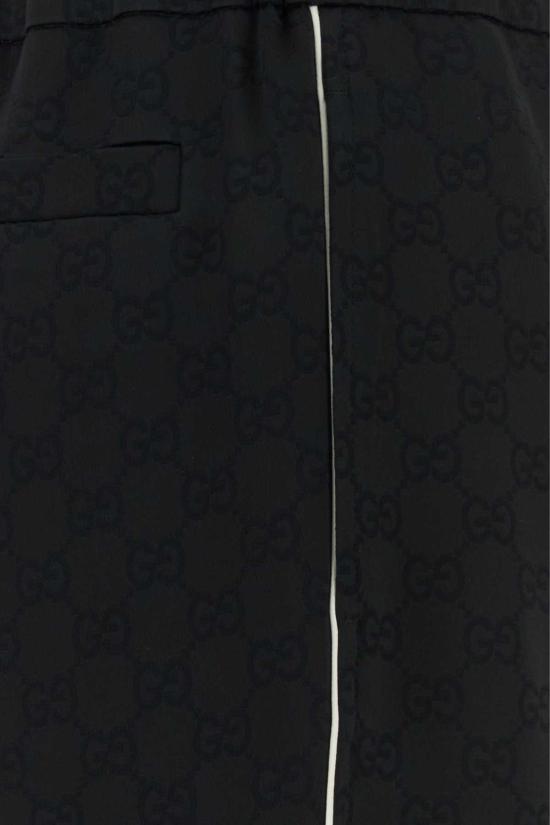  구찌 스트레이트 팬츠 새틴 파자마 팬츠 블랙 - GUCCI