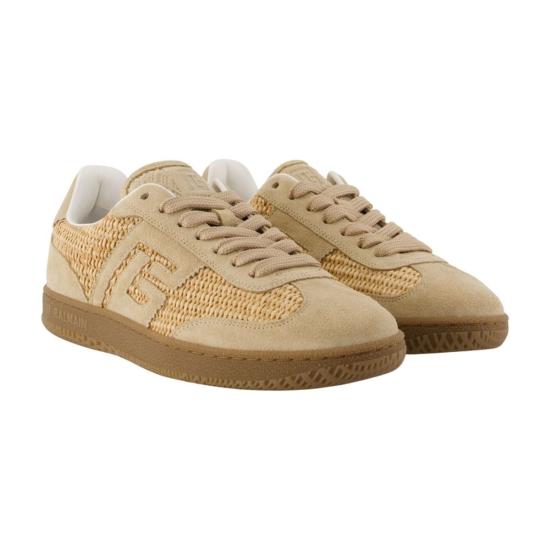  발망 스니커즈 스완 가죽 송아지 가죽  베이지 - BALMAIN