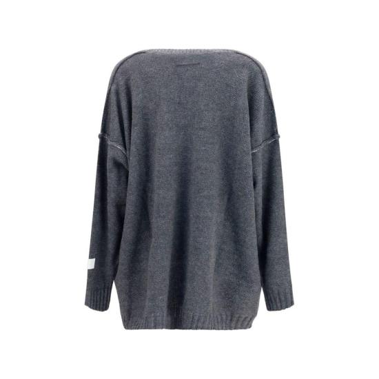 26FW MM6 메종마르지엘라 스웨터 Mm6 메종 마르지엘라 마라부 오버사이즈 브이넥  그레이 - MM6 MAISON MARGIELA