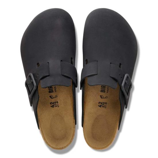  버켄스탁 뮬/슬리퍼 보스턴 와이어 버클 누벅 가죽 레귤러 클로그 - BIRKENSTOCK
