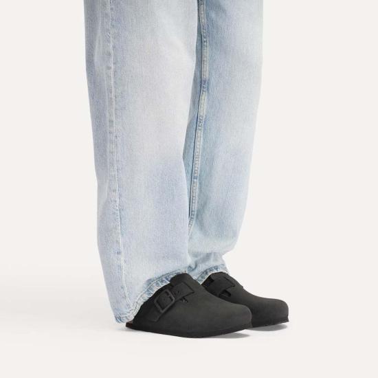  버켄스탁 뮬/슬리퍼 보스턴 와이어 버클 누벅 가죽 레귤러 클로그 - BIRKENSTOCK