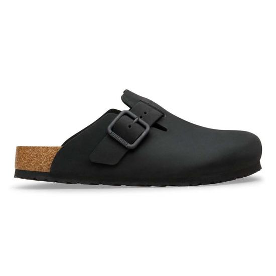  버켄스탁 뮬/슬리퍼 보스턴 와이어 버클 누벅 가죽 레귤러 클로그 - BIRKENSTOCK