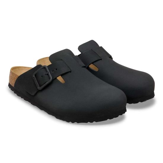  버켄스탁 뮬/슬리퍼 보스턴 와이어 버클 누벅 가죽 레귤러 클로그 - BIRKENSTOCK
