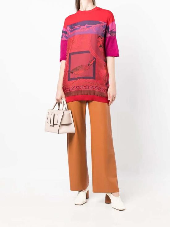  살바토레 페라가모 반팔 티셔츠 페라가모 반팔 라운드넥 탑 베이지/카키 - SALVATORE FERRAGAMO