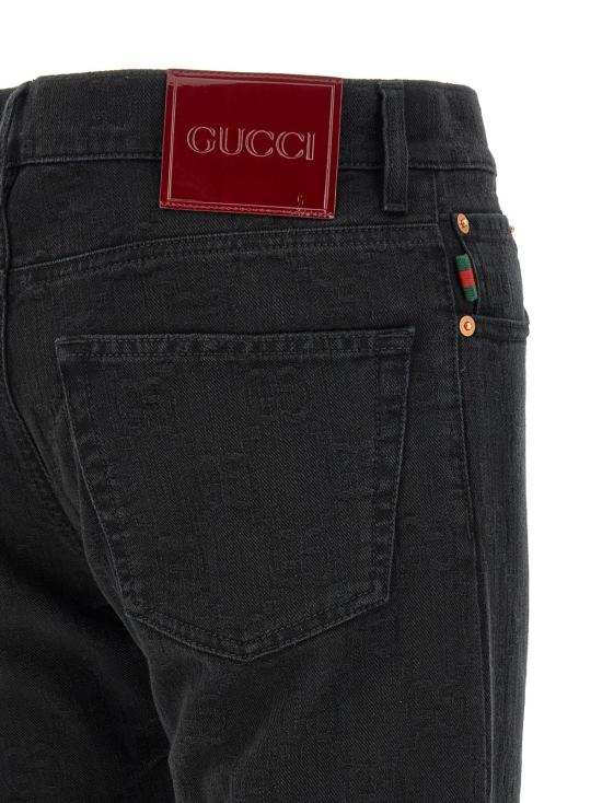  구찌 데님 팬츠 코튼 스트레이트 레그 진 블랙 - GUCCI