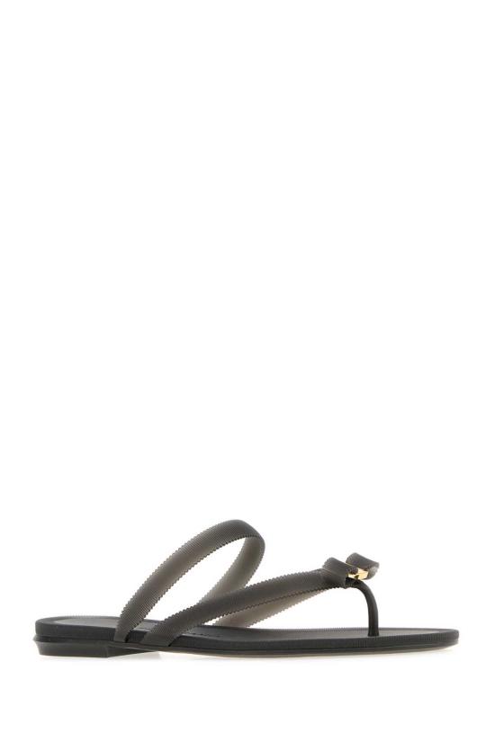  살바토레 페라가모 뮬/슬리퍼 페라가모 러버 진 쪼리 슬리퍼 블랙 - SALVATORE FERRAGAMO
