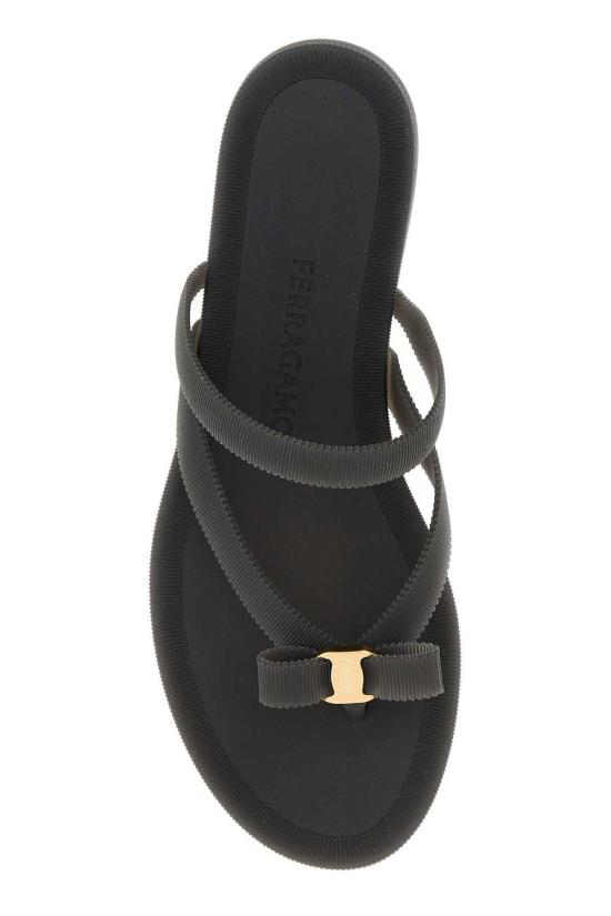  살바토레 페라가모 뮬/슬리퍼 페라가모 러버 진 쪼리 슬리퍼 블랙 - SALVATORE FERRAGAMO