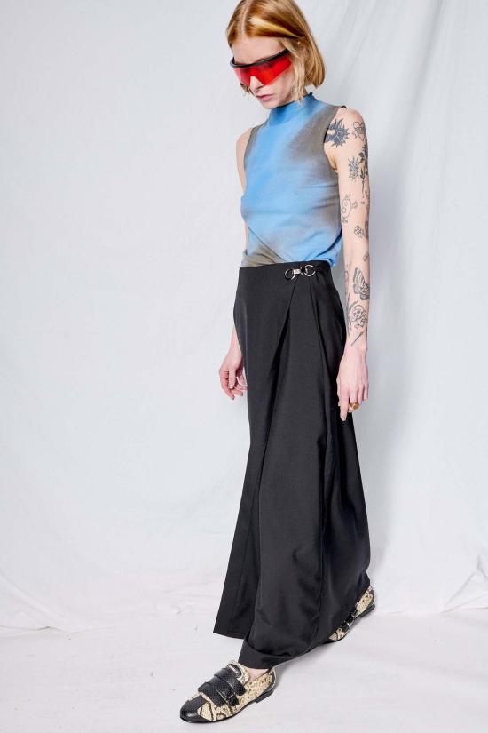  어셈블리 뉴욕 롱 스커트 어셈블리 블랙 수팅 롱 랩 스커트 - ASSEMBLY NEW YORK