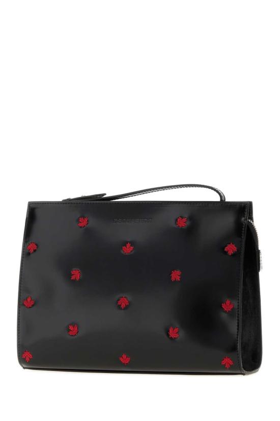  디스퀘어드2 클러치/파우치 Dsquared2 블랙 가죽 메이플 리프 클러치 - DSQUARED2