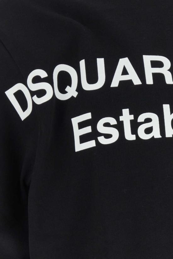  디스퀘어드2 반팔 티셔츠 Dsquared2 코튼 오버사이즈 티셔츠 블랙 - DSQUARED2