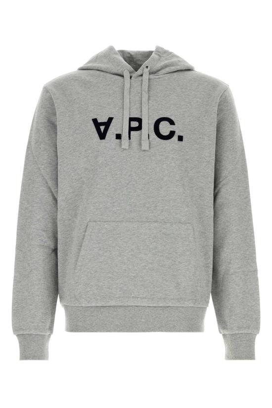  아페쎄 스웨터 A.P.C. 멜란지 그레이 스트레치 코튼 스웨트셔츠 그레이스 차인 다크 네이비