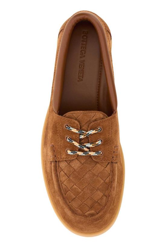  보테가베네타 로퍼 보테가 베네타 카라멜 스웨이드 피어 보트 슈즈 태닌 - BOTTEGA VENETA