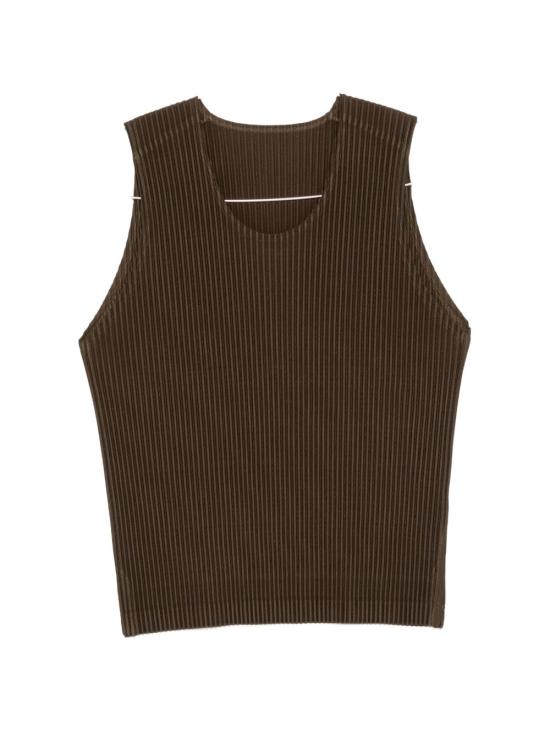 26SS 옴므 플리세 이세이 미야케 민소매 티셔츠 HP66JK062 37 BROWN