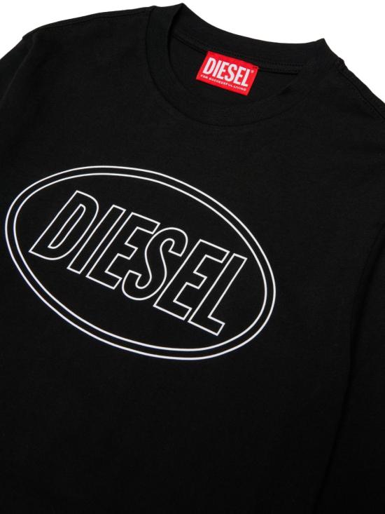 26FW [키즈] 디젤 티셔츠 J030370GRAI K900 Nero - DIESEL