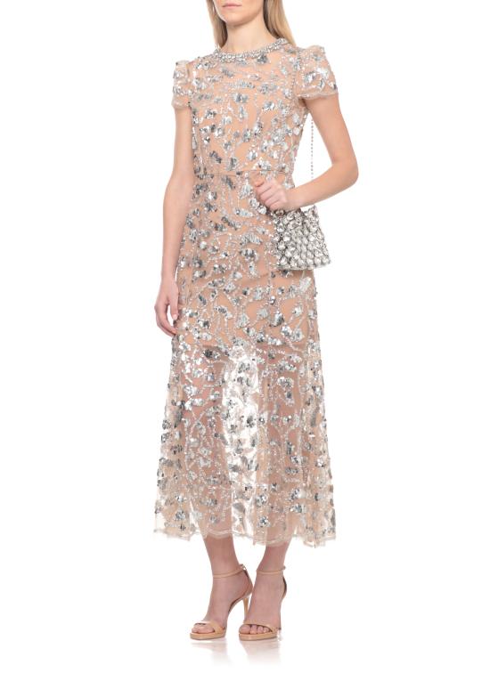 26FW 셀프 포트레이트 미디 원피스 PF26129MSL SILVER SEQUIN EMBELLISHEDSILVE Beige - SELF PORTRAIT