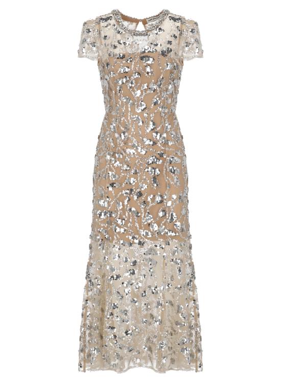 26FW 셀프 포트레이트 미디 원피스 PF26129MSL SILVER SEQUIN EMBELLISHEDSILVE Beige