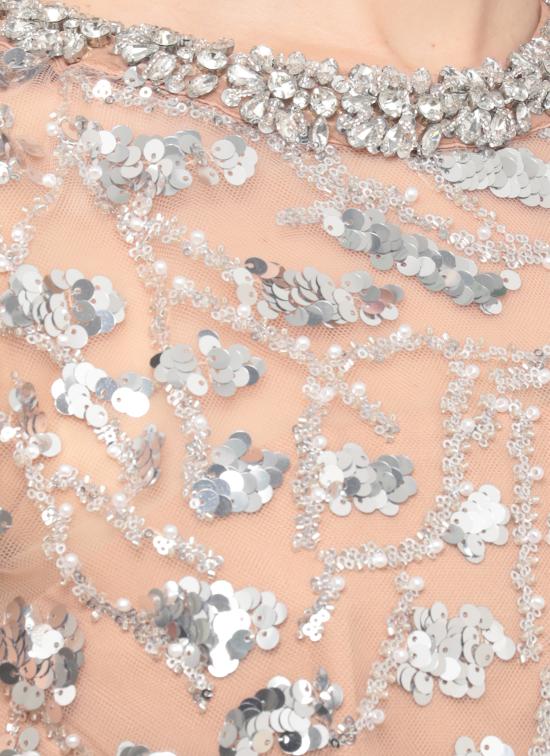 26FW 셀프 포트레이트 미디 원피스 PF26129MSL SILVER SEQUIN EMBELLISHEDSILVE Beige - SELF PORTRAIT