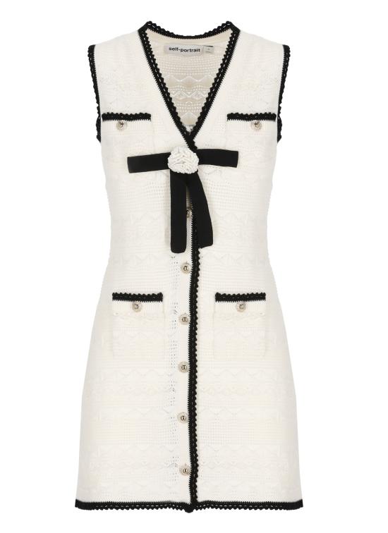 26FW 셀프 포트레이트 숏 원피스 PF26075SCW WHITE POINTELLE KNITWHITE