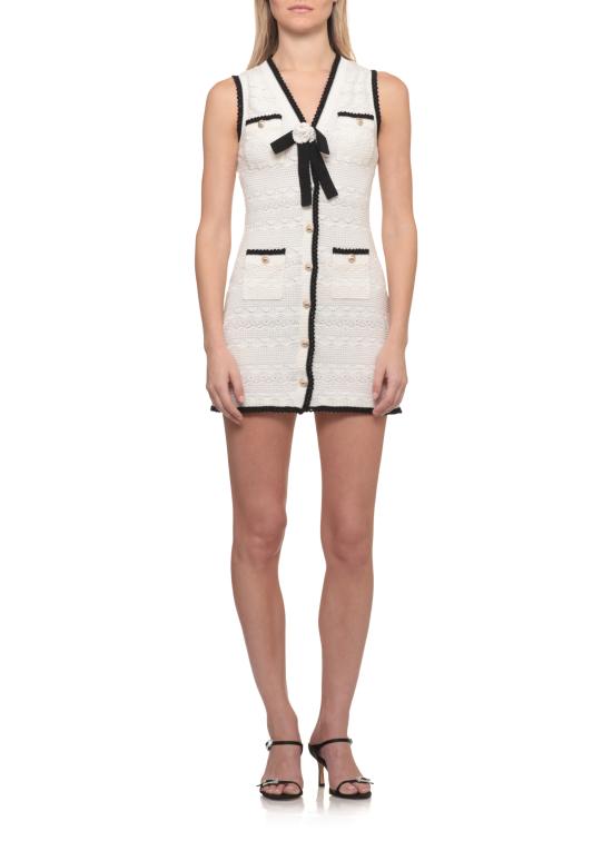 26FW 셀프 포트레이트 숏 원피스 PF26075SCW WHITE POINTELLE KNITWHITE - SELF PORTRAIT