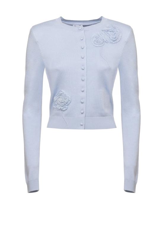 26FW 셀프 포트레이트 가디건 PF26068CBL BLUE FLOWER KNITBLUE Celeste