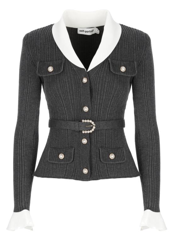 26FW 셀프 포트레이트 가디건 PF26131TGR GREY RIBBED KNITGREY