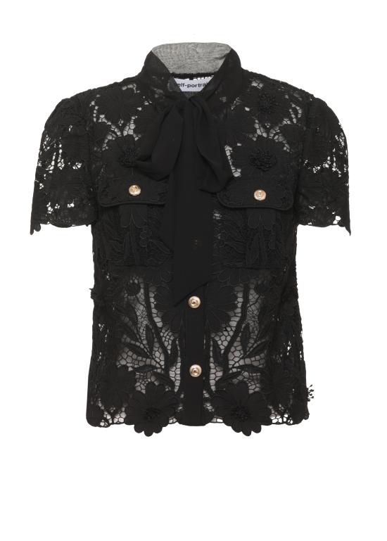 26FW 셀프 포트레이트 블라우스 PF26111TB BLACK LACE TIEBLACK