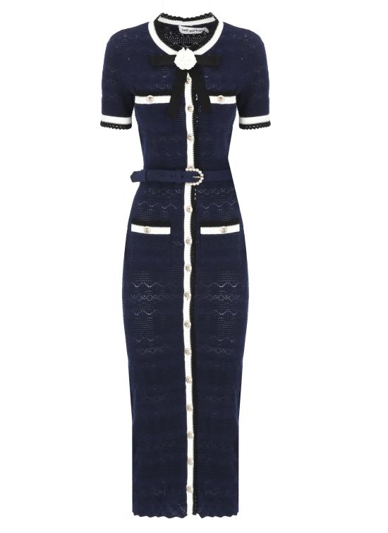 26FW 셀프 포트레이트 롱 원피스 PF26072MAN NAVY POINTELLE KNITNAVY Blue