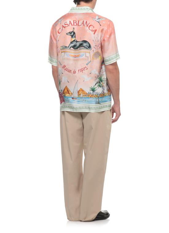 26FW 카사블랑카 반팔 셔츠 MPF26SH00306 SILK TWILL Pink - CASABLANCA