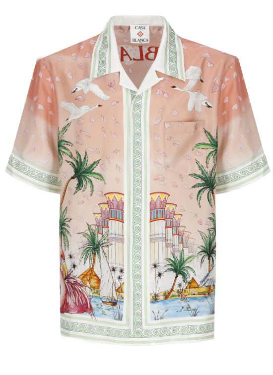 26FW 카사블랑카 반팔 셔츠 MPF26SH00306 SILK TWILL Pink