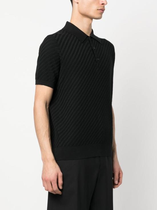 26SS 브리오니 코튼 실크 캐시미어 트라마 위브 폴로 셔츠 UMR20O PAK221000 BLACK - BRIONI