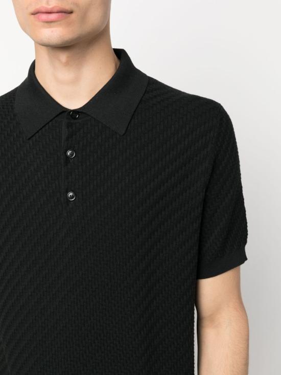 26SS 브리오니 코튼 실크 캐시미어 트라마 위브 폴로 셔츠 UMR20O PAK221000 BLACK - BRIONI