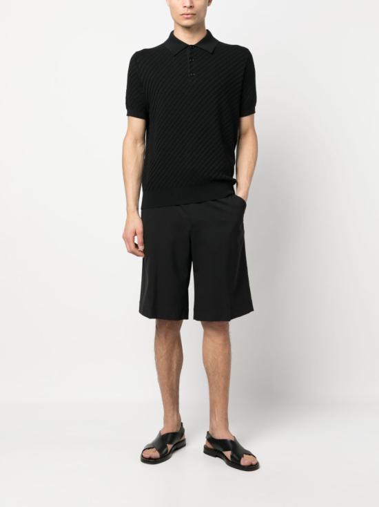 26SS 브리오니 코튼 실크 캐시미어 트라마 위브 폴로 셔츠 UMR20O PAK221000 BLACK - BRIONI