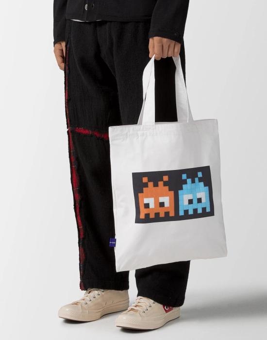  꼼데가르송 토트백 Comme Des Garçons Space Invaders 로고 쇼핑백 - COMME DES GARCONS