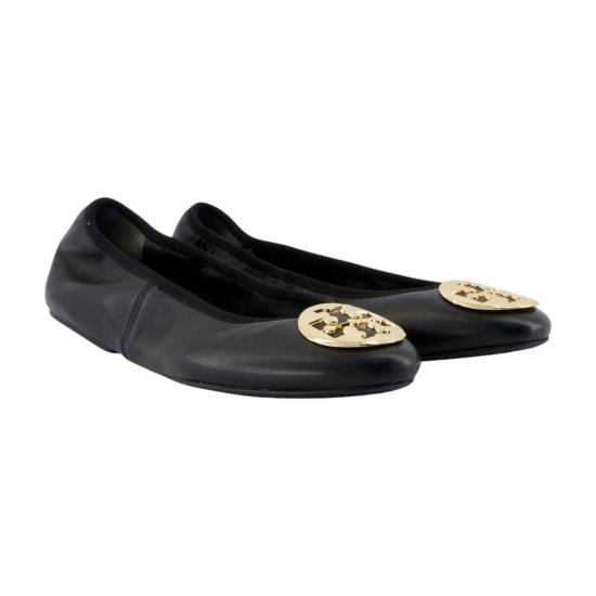  토리버치 플랫 슈즈 레바 트래블 발레리나 블랙 - TORY BURCH
