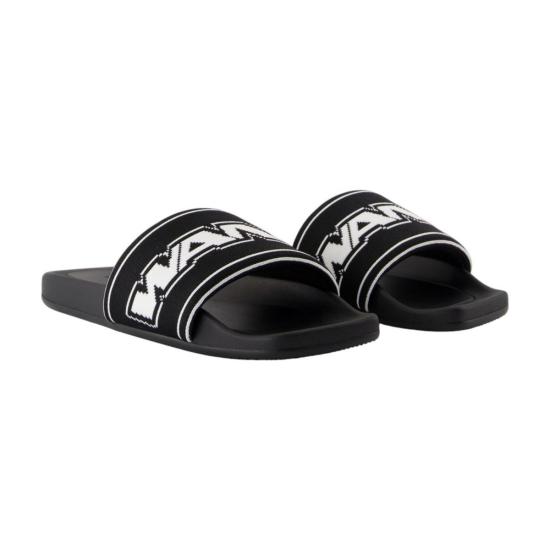  알렉산더 왕 뮬/슬리퍼 아우 웨빙 풀 슬라이드 블랙 - ALEXANDER WANG
