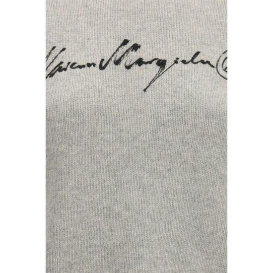  MM6 메종마르지엘라 스웨터 Mm6 메종 마르지엘라 로고 레터링 울  그레이 - MM6 MAISON MARGIELA