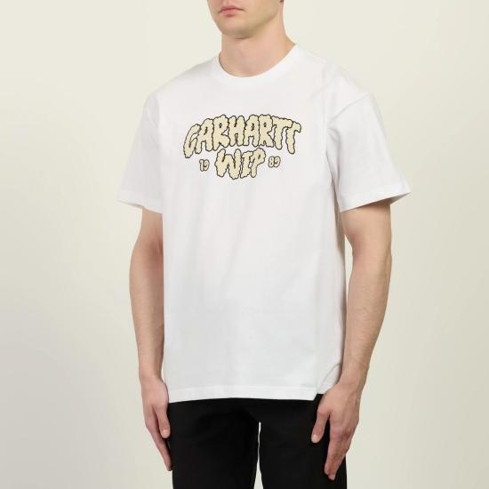 26SS 칼하트 WIP 숏슬리브 클라우드 스크립트 티셔츠 I036200 02XX WHITE DOM - CARHARTT WIP