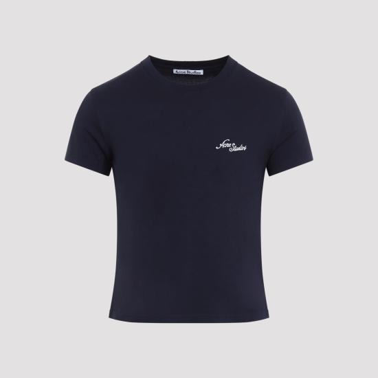 26FW 아크네 스튜디오 로고 저지 반팔 티셔츠 CL0480 833 DARK NAVY