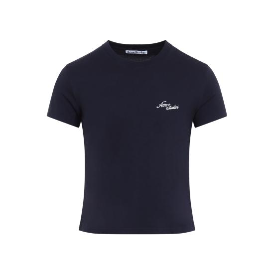 26FW 아크네 스튜디오 로고 저지 반팔 티셔츠 CL0480 833 DARK NAVY - ACNE STUDIOS