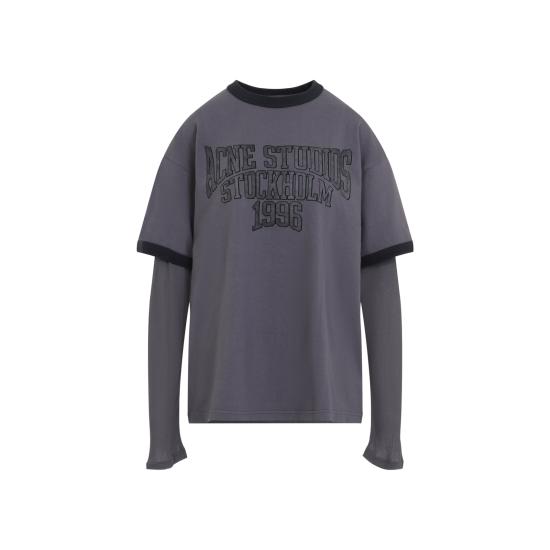 26FW 아크네 스튜디오 에드라 더블 칼리지 탑 에드라 더블 칼리지 탑 AL0559 AVU DARK PURPLE BLACK - ACNE STUDIOS