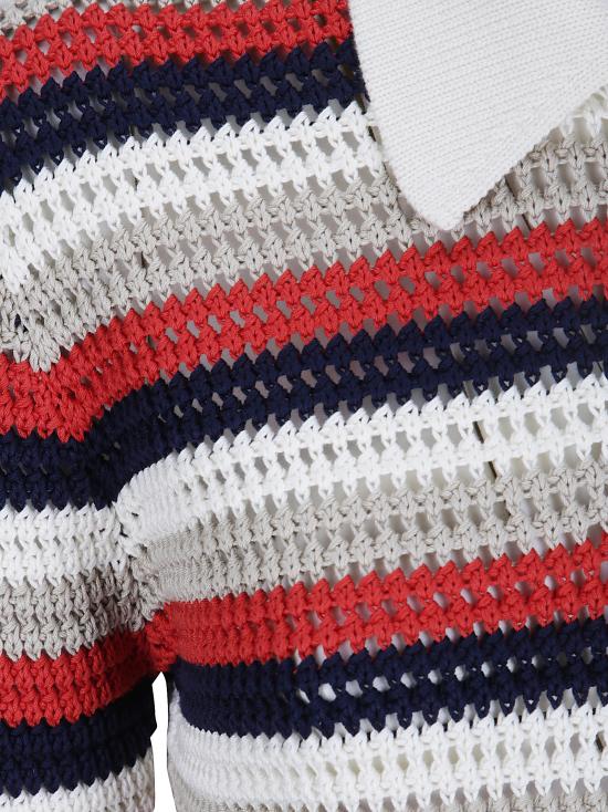 26FW 골든구스 폴로 티셔츠 GWP02857P002680 10575 WHITE RED BLUE - GOLDEN GOOSE