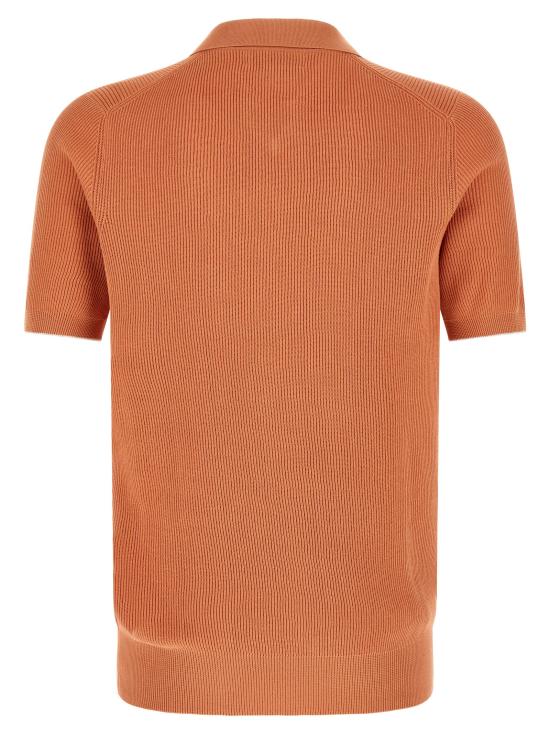 26SS 브루넬로 쿠치넬리 잉글리시 립 코튼 니트 폴로셔츠 M29400015CBI26 Orange - BRUNELLO CUCINELLI