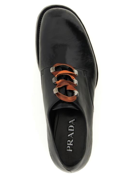 26FW 프라다 앤틱 빈티지 레더 레이스업 슈즈 2EF056FX0013ZQEF0002 Black - PRADA